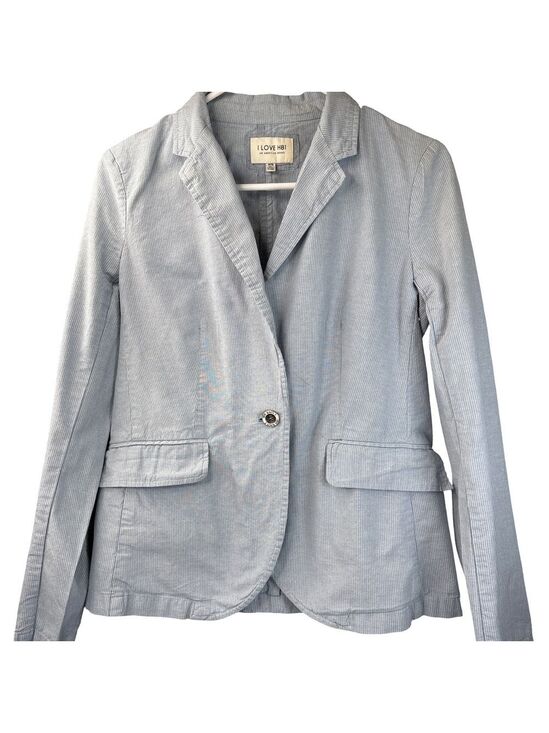 I Love H81 Forever 21 Jackets & Blazers - I Love H81 Forever 21 Blue & White Striped 1 Button Cotton Blazer Medium